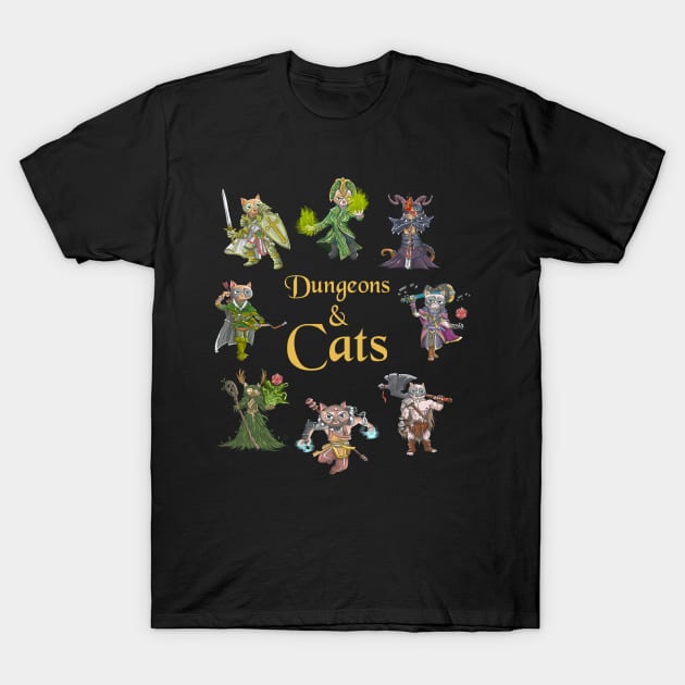 DND Dungeons and Cats T-Shirt by Bingeprints